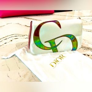 Dior White and Iridescent Cosmetic Bag